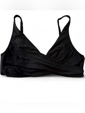 Apt 9 black criss-cross bikini top with adjustable straps and gold buckle detail